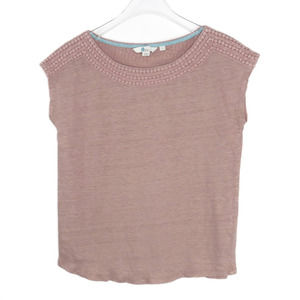Boden Pink Linen Sleeveless Crochet Blouse Small